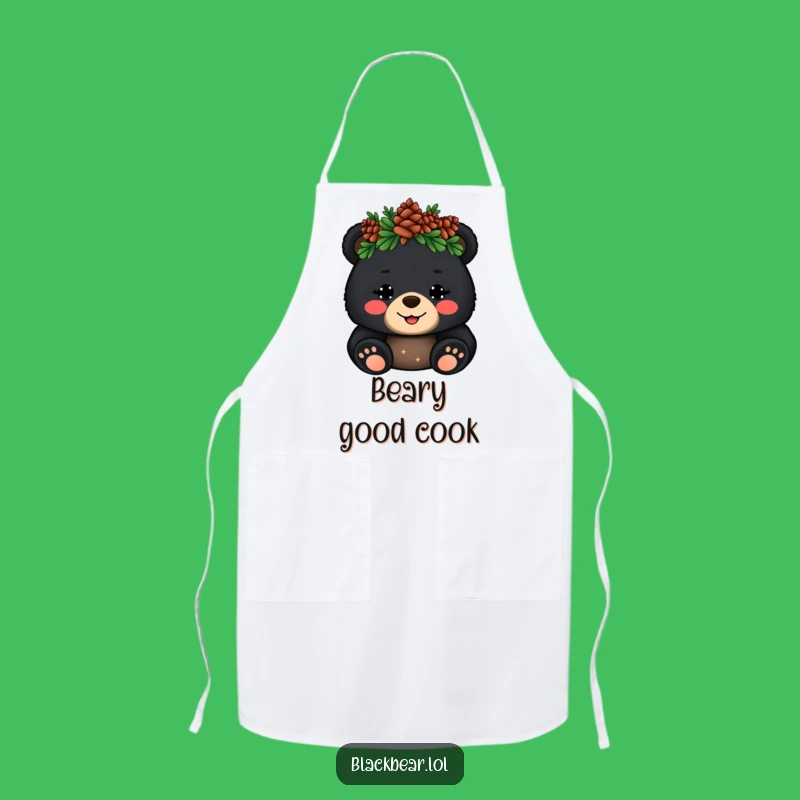 Funny Bear Apron: Cook with Woodland Royalty and Pinecone Style