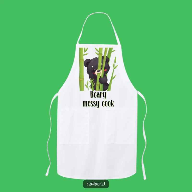 Funny Black Bear Cub Bamboo Peek Apron: Cook Up Some Laughs