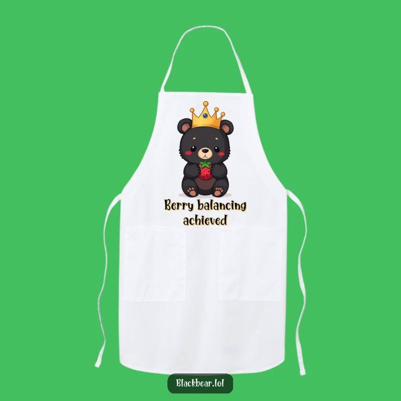 Funny Bear Cub Crown Apron: Cook with Royal Flair and Fun