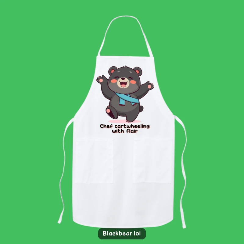 Funny Bear Cub Cartwheel Apron: Cook with Playful Energy