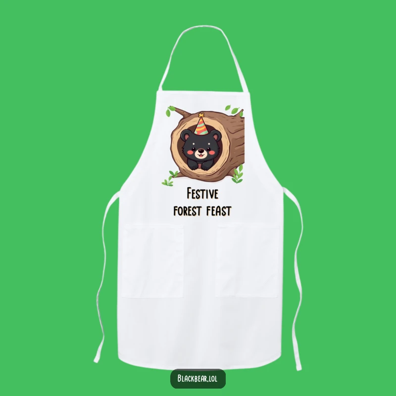 Funny Bear Party Apron: Cook With Happy Cub From Log, Hilarious Funny Gift!