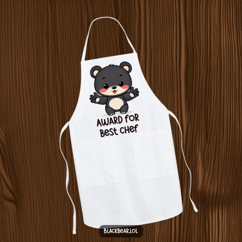 Funny Award Bear Cub Apron: Bear cub paws outstretched as if presenting an award, making cooking and kitchen tasks more funny.