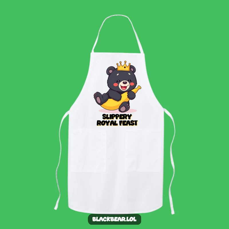 Funny Bear Cub Crown Banana Peel Slip Apron - Kitchen Humor for Chefs