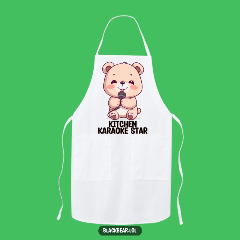 Funny Bear Microphone Apron: Kitchen Star Performer, Practical Funny Gift