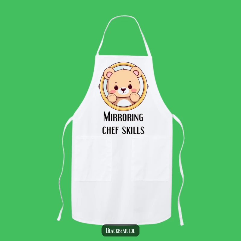 Funny Bear Mirror Peeking Apron - Chef's Curious Character Kitchenware