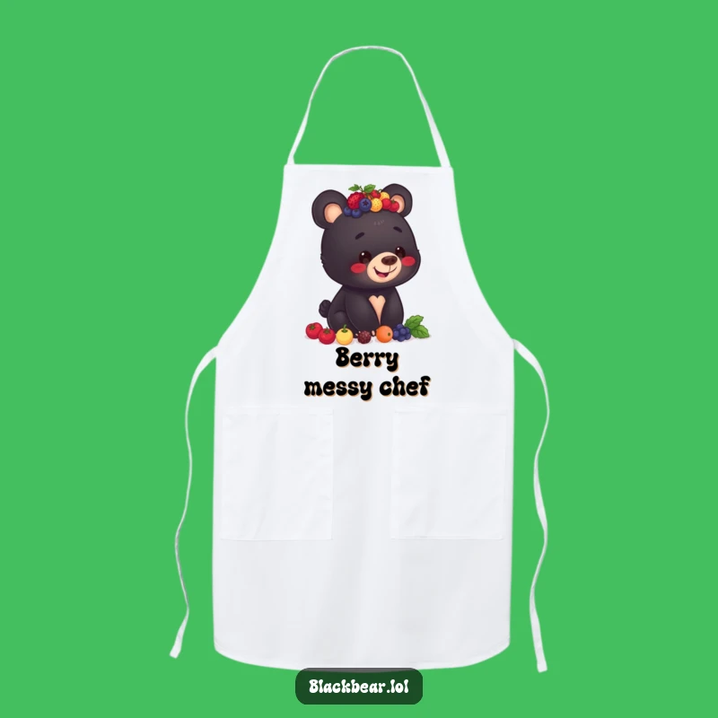 Funny Berry Bear Cub Apron - Balancing Berries Chef Design, Perfect Gift