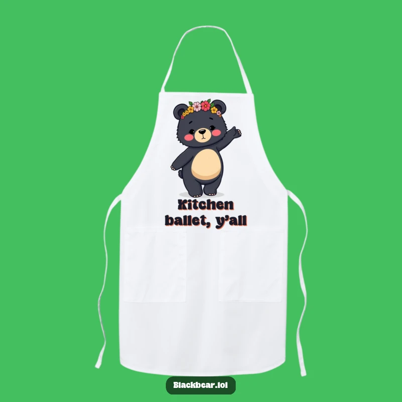 Funny Dancing Bear Apron: Cook with Floral Flair