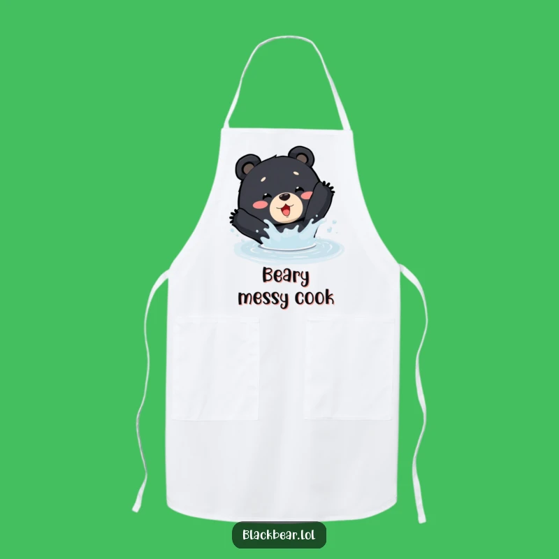 Funny Splashing Bear Apron - Cheerful Kitchen Wear for Messy Fun