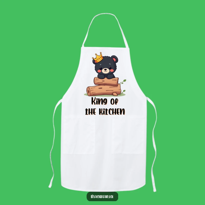 Funny Bear King Apron: Cook Like Royalty, Perfect Kitchen Accessory!