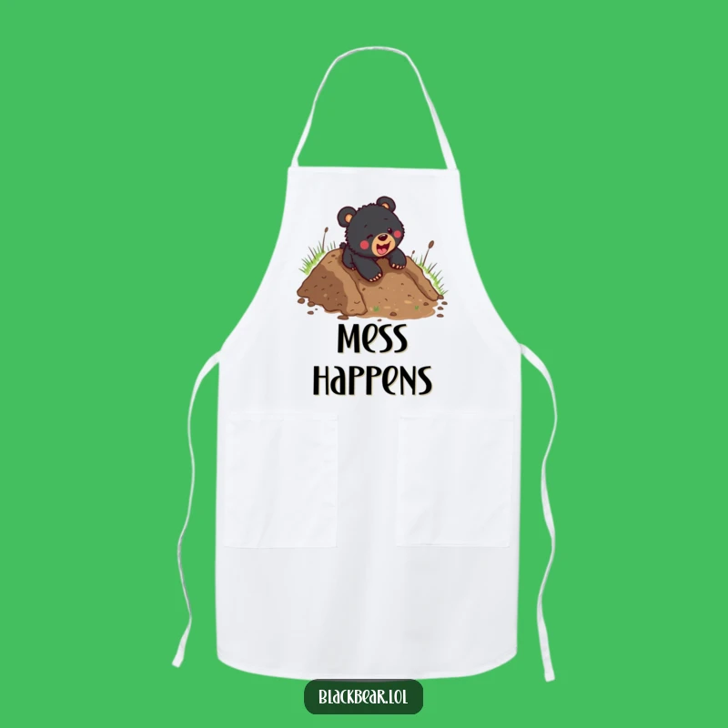 Funny Black Bear Cub Mudslide Apron - Messy Kitchen Fun & Hilarious Gift