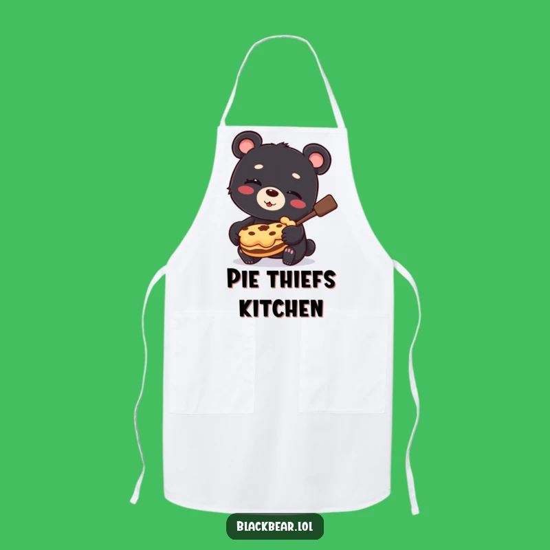 Funny Bear Cub Pie Thief Apron: Kitchen Mischief, Hilarious Dessert Chef Gift