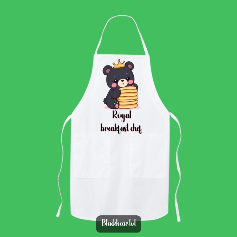 Funny Bear Cub Crown Pancake Apron - Kitchen Humor for Breakfast Lovers