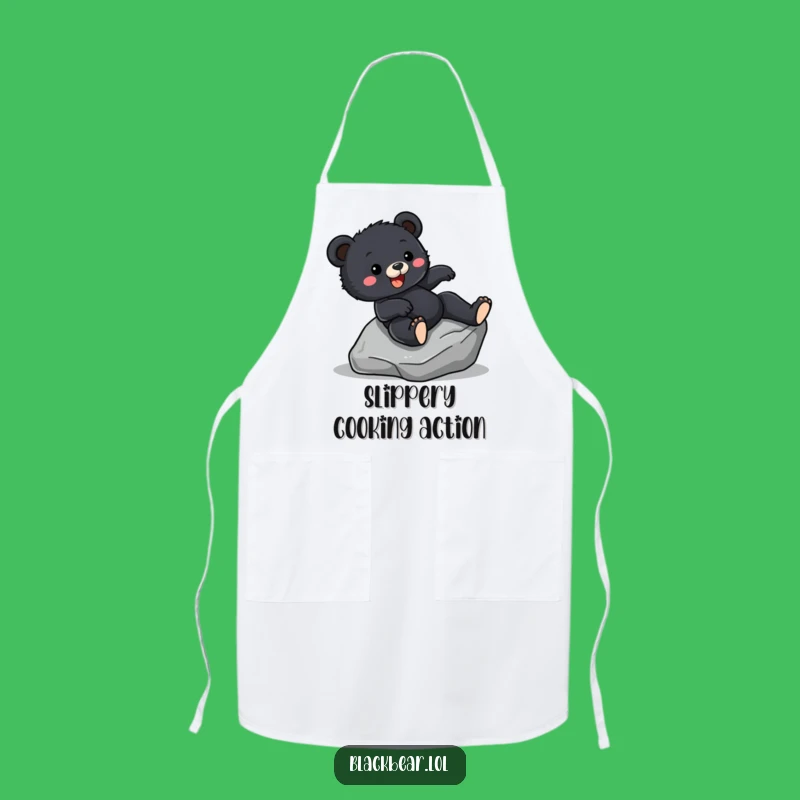 Funny Bear Cub Sliding Apron: Kitchen Adventure, Hilarious Thrill Seeker Gift