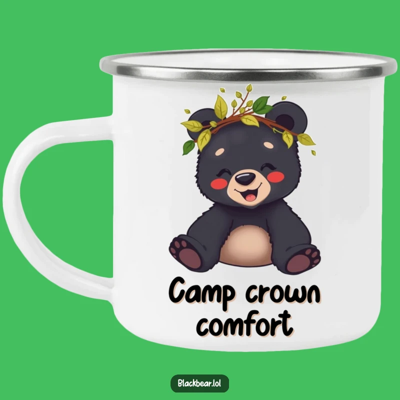 Funny Giggling Bear Cub Leaf Crown Camping Mug - Woodland Adventure Gift