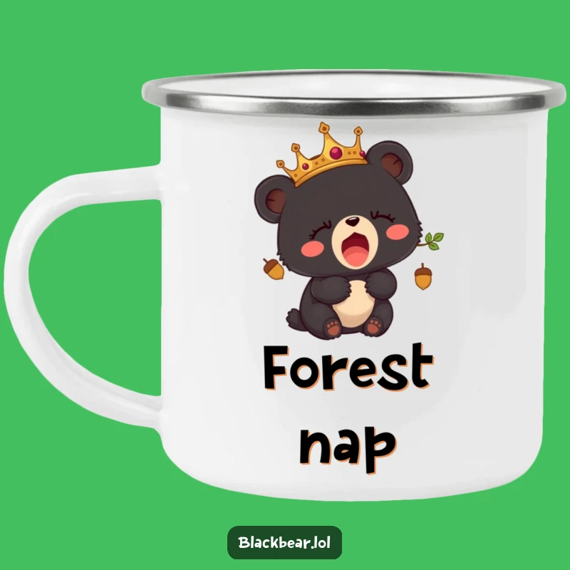 Funny Sleepy Bear Cub Crown Camping Mug - Acorn King Drinkware