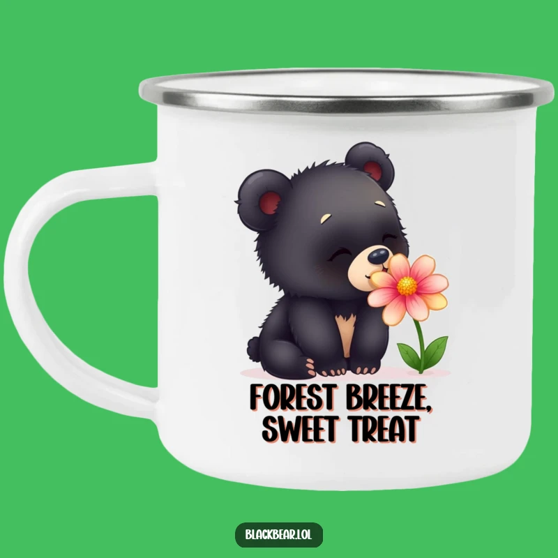 Funny Bear Camping Mug - Delightful Flower Sniffing Adventure Gift