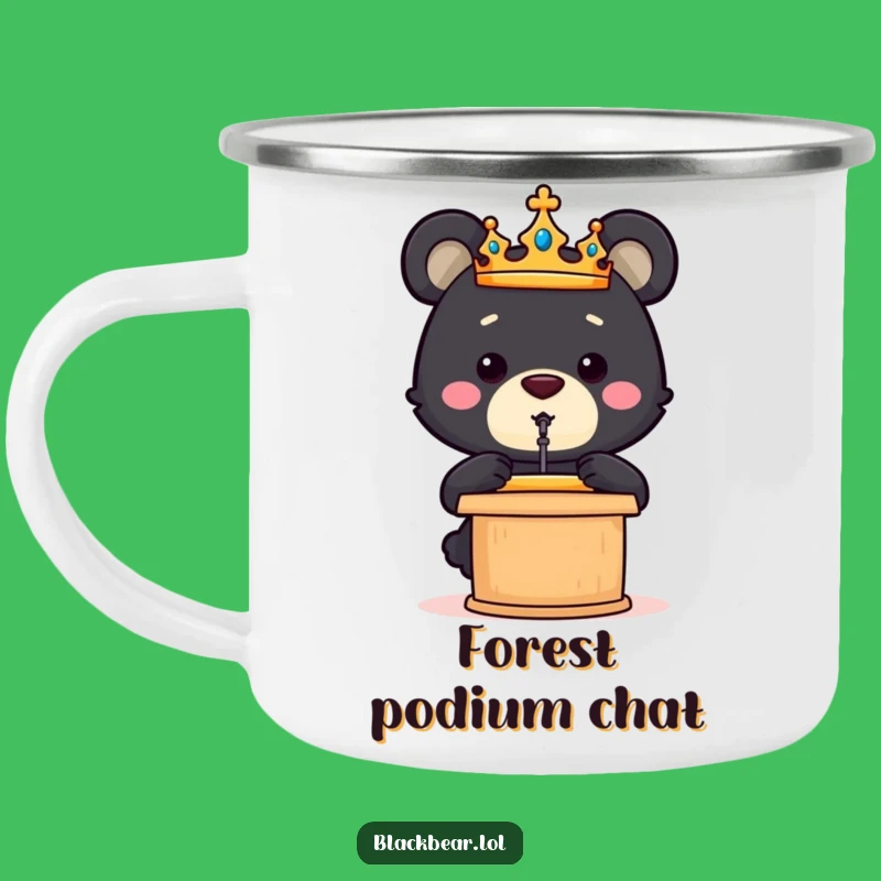 Funny Bear Cub Crown Speech Camping Mug - Inspirational Campfire Talks