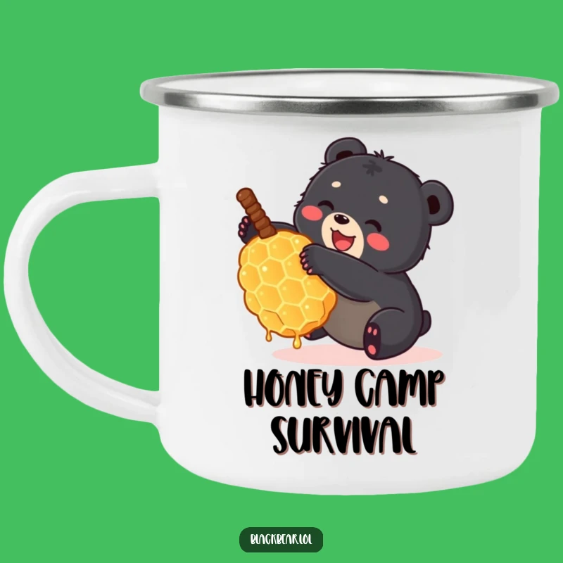 Funny Bear Cub Honeycomb Camping Mug - Sweet Outdoor Adventure Gift