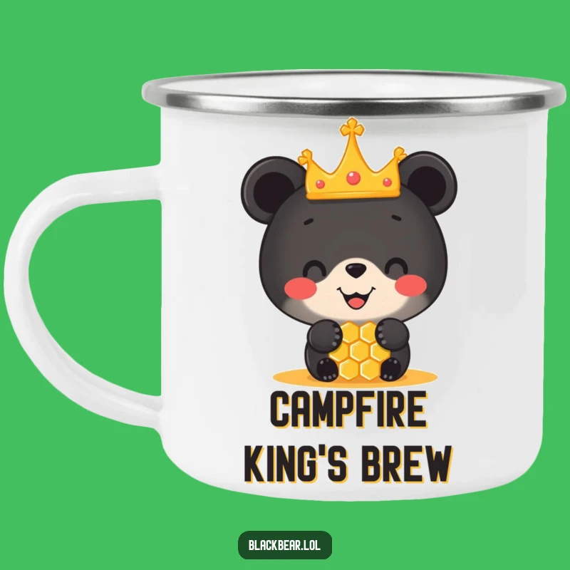 Funny Black Bear Cub Crown Honeycomb Camping Mug - Adventure Gift
