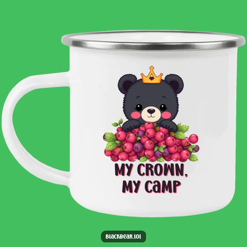 Funny Royal Bear Camping Mug - Cute Crown Peeking Bear Enamel Cup, Perfect Funny Gift