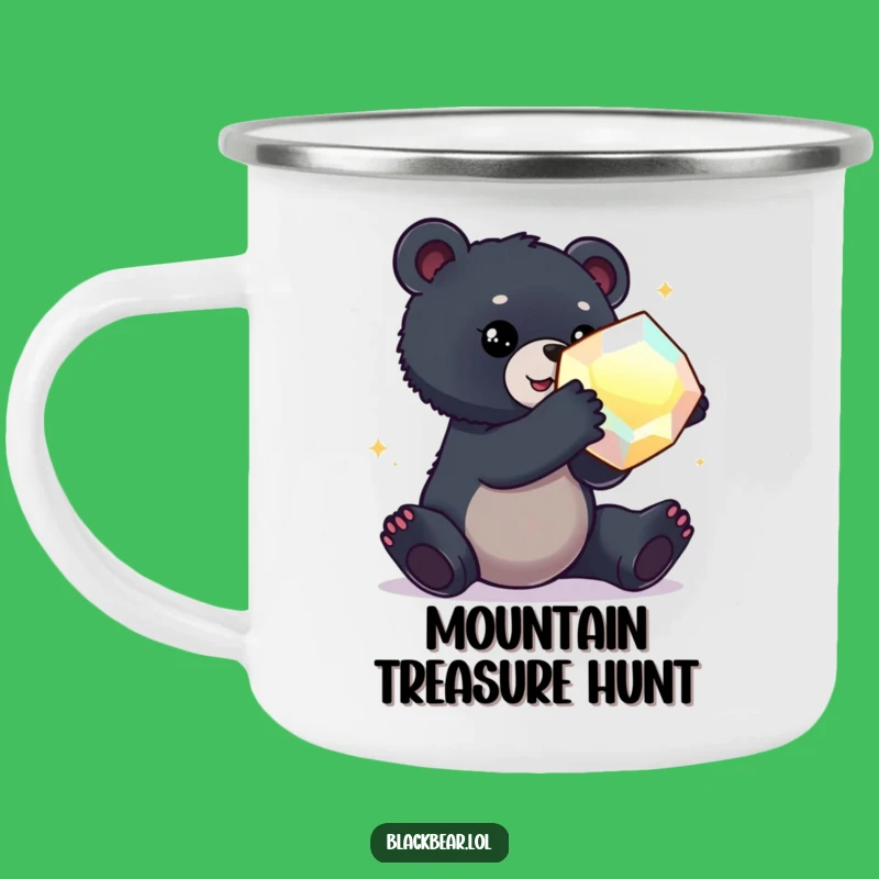 Funny Bear Cub Gem Camping Mug: Your Treasure Hunting Companion!