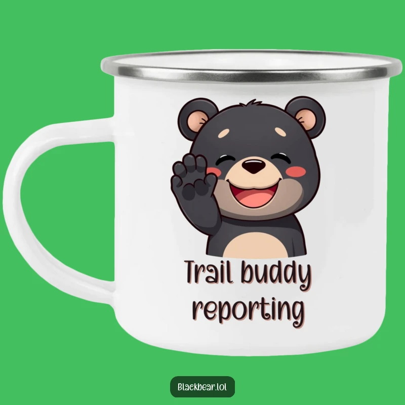 Funny Black Bear Camping Mug: Grinning Bear Waves, an Adventurous Gift