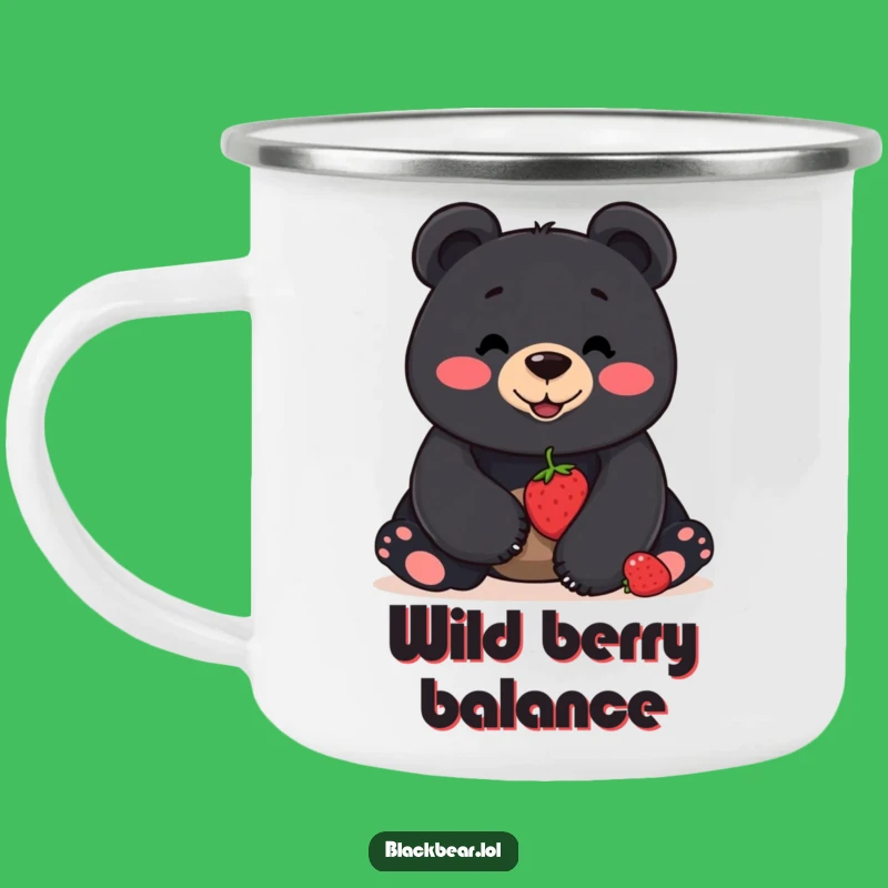 Funny Bear Berry Camping Mug - Smiling Balance Enamel Cup, Perfect Funny Gift
