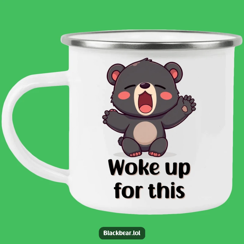 Funny Sleepy Bear Camping Mug - Yawning Cub Adventure Gift