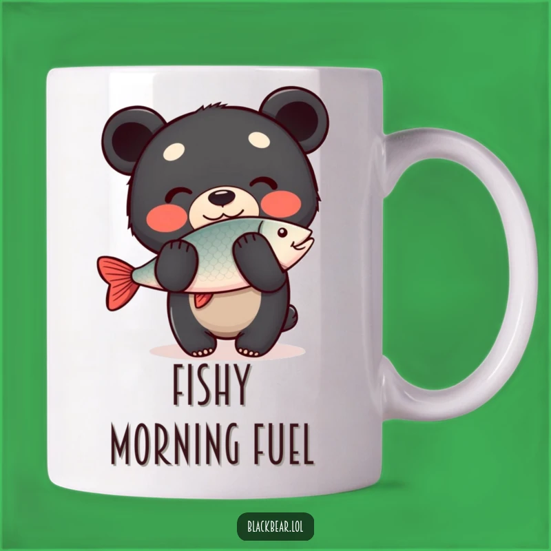 Funny Bear Fish Mug: Balancing Cub, Perfect Humorous Gift for Anglers!