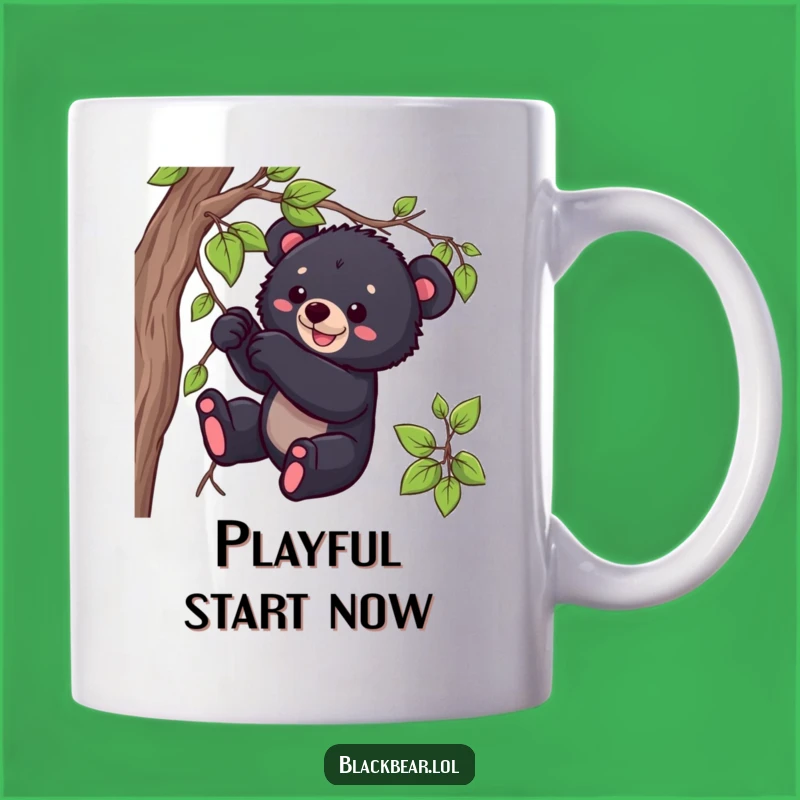 Funny Bear Cub Vine Mug: Playful Cub Tugging, a Hilarious Gift for Nature Lovers