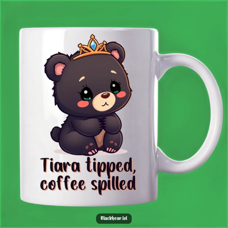 Funny Confused Cub Mug: Delightfully Askew Tiara Bear Gift