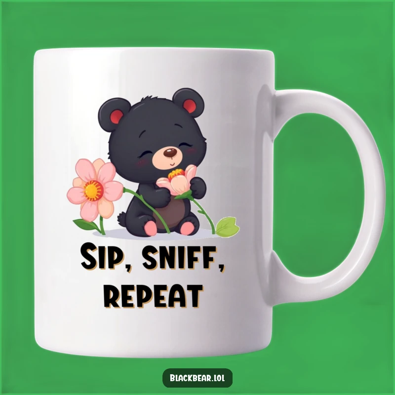 Funny Curious Bear Cub Flower Mug: Delightful Gift for Nature Lovers