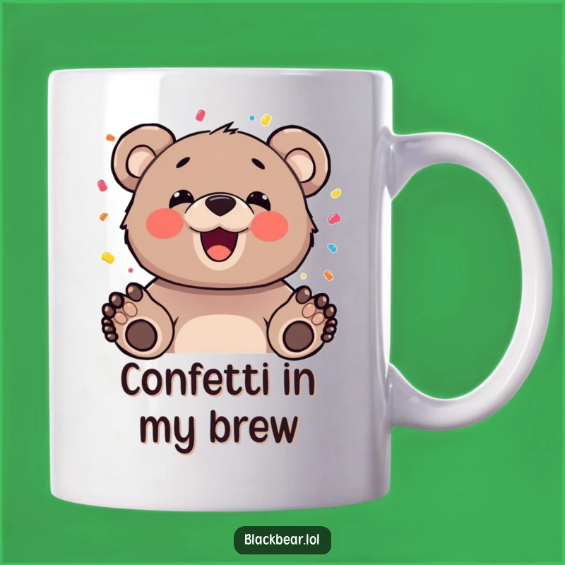 Funny Happy Bear Confetti Mug - Celebration Character Gift
