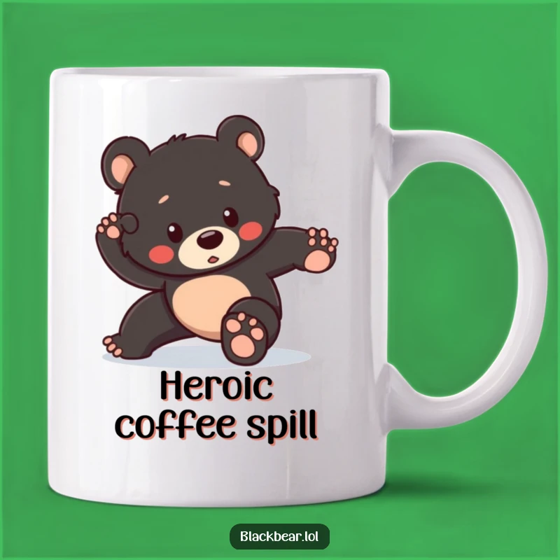 Funny Heroic Bear Cub Mug: Epic Fail Pose, Perfect Humorous Gift for Goofballs