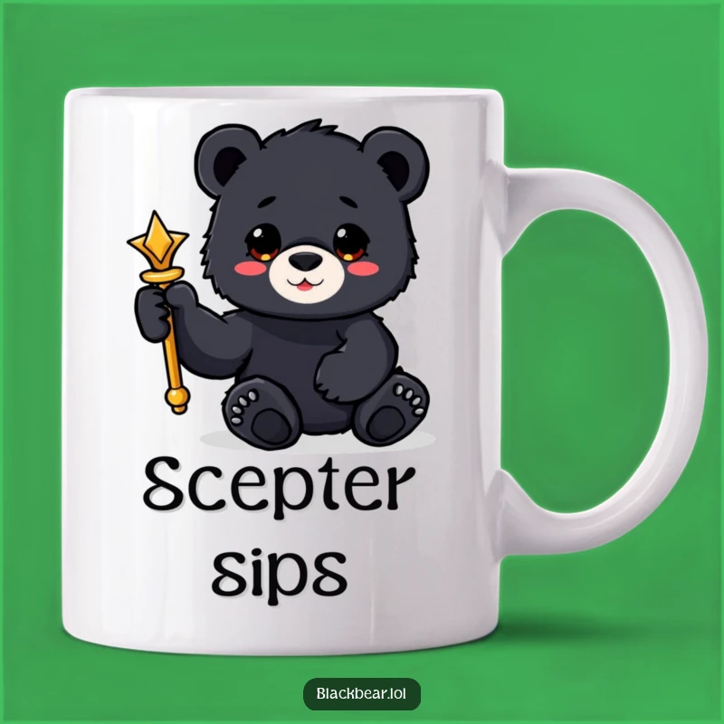 Funny Royal Bear Cub Scepter Mug: Reign with Whimsy and Coffee Gift