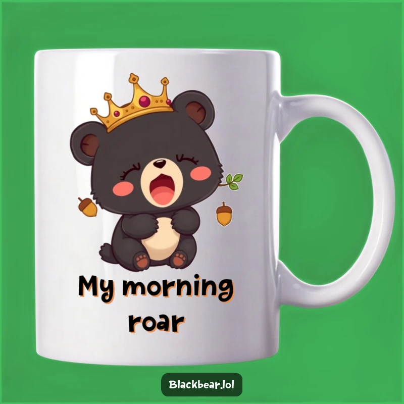 Funny Sleepy Bear Cub Crown Mug - Adorable Acorn King Gift