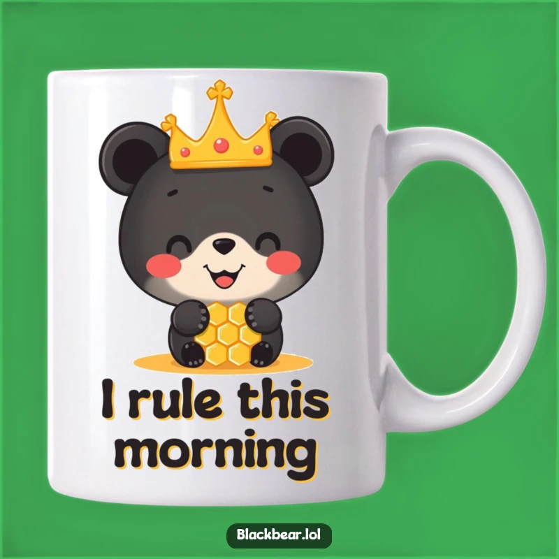 Funny Black Bear Cub Crown Honeycomb Mug - Adorable Royal Animal Gift