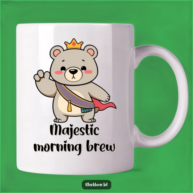 Funny Bear Regal Sash Mug: Dramatic Cub Pose, Perfect Funny Gift for Poses