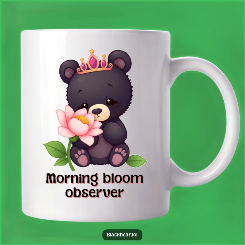 Funny Bear Cub Tiara Flower Mug - Curious Animal Nature Gift