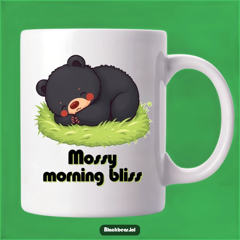 Funny Happy Bear Cub Mug: Mossy Bliss, Perfect Humorous Gift for Nature Lovers