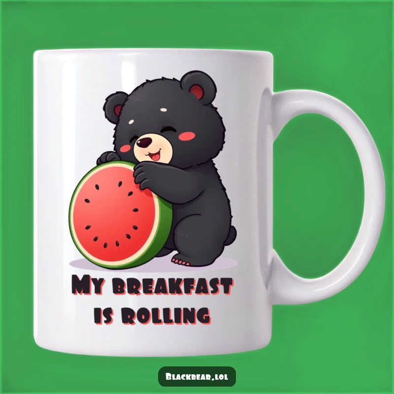 Funny Bear Cub Climber Mug: Adorable Bear Cub Watermelon Challenge Gift