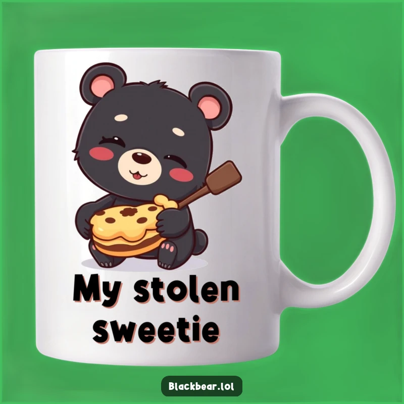 Funny Bear Cub Pie Thief Mug: Winking Mischief, Hilarious Dessert Lover Gift