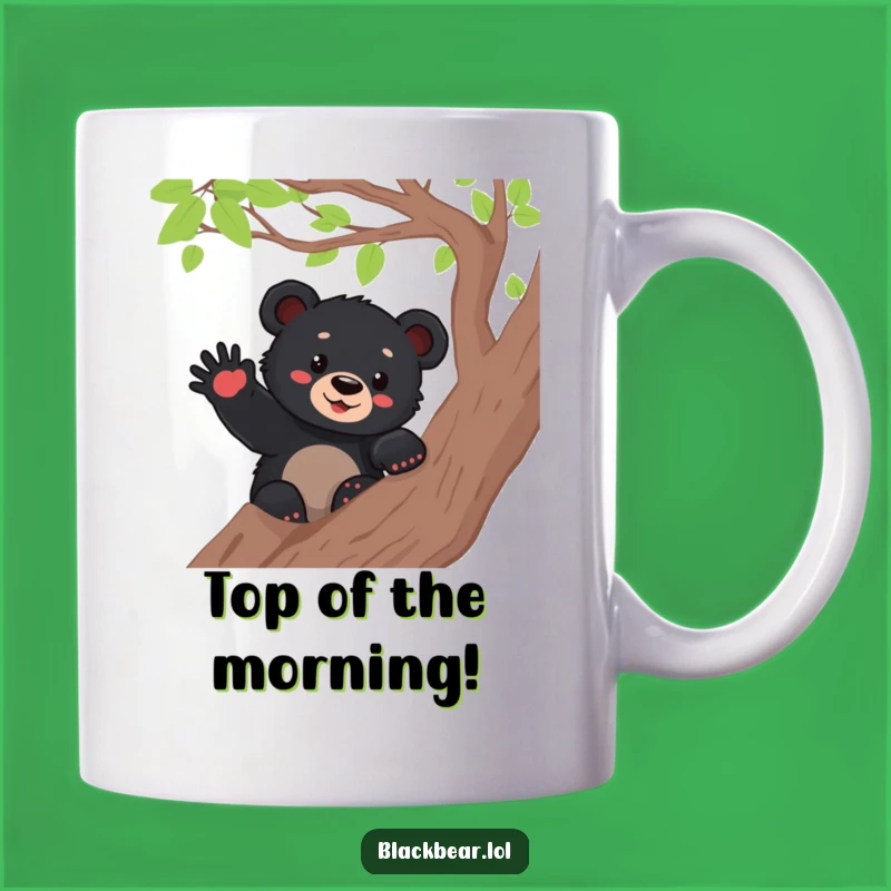 Funny Bear Cub Waving Mug - Cheerful Tree Dweller Gift Idea
