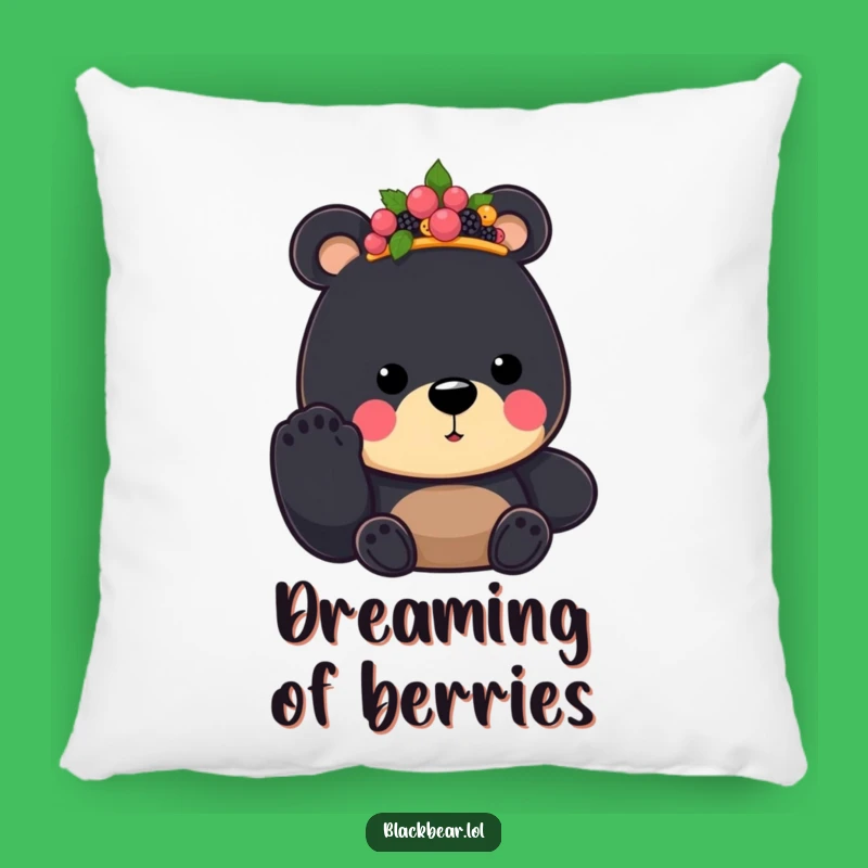 Funny Bear King Pillow: Comfy Berry Crown Paw, Soft Humorous Decor