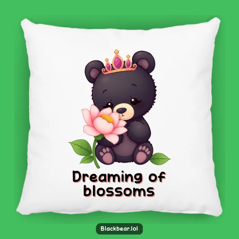 Funny Bear Cub Tiara Flower Pillow - Cozy Curious Accent Cushion Gift