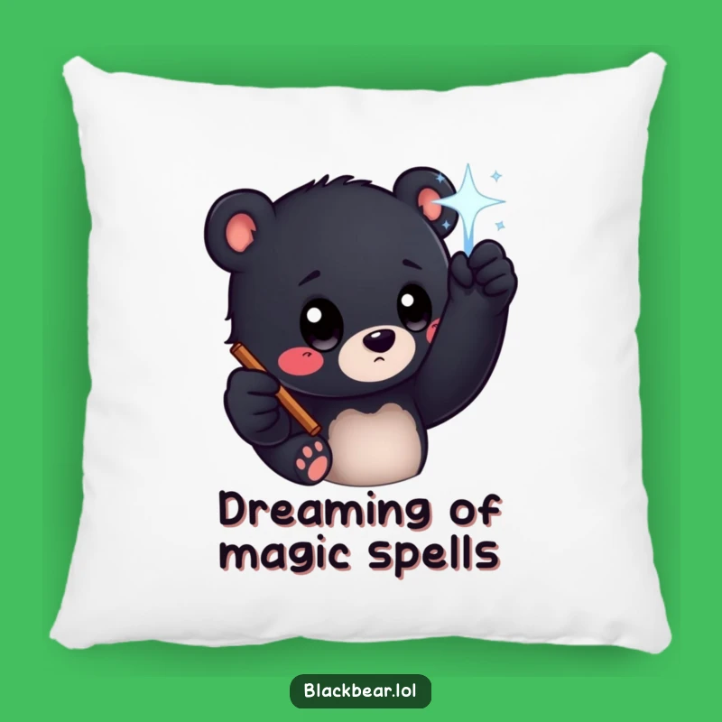 Funny Bear Cub Magic Wand Pillow - Cozy Curious Character Decor