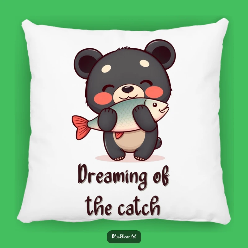 Funny Pillow: Bear Cub Balancing Fish, Cozy Comfort and Humorous Present!