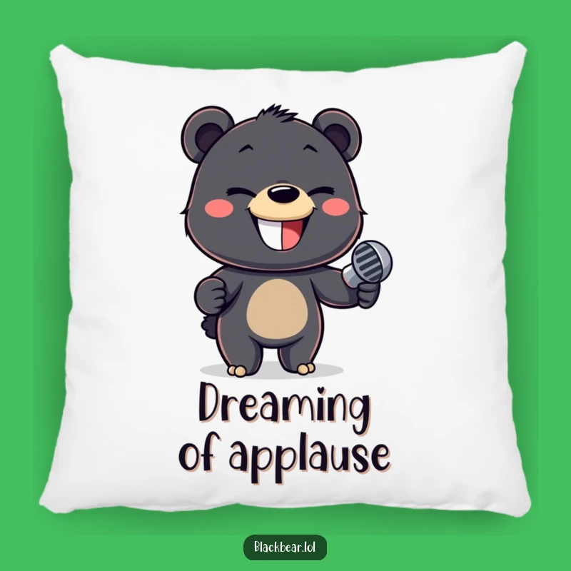 Funny Bear Cub Mic Pillow: Snuggle Up with a Superstar!