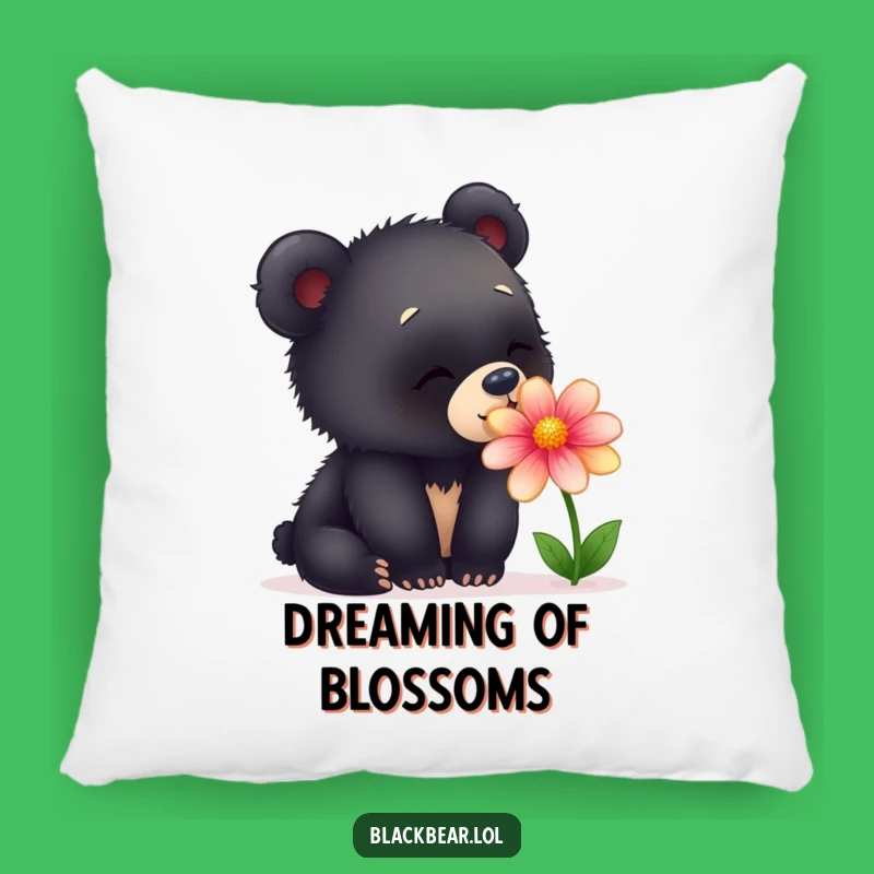 Funny Bear Pillow - Delightful Flower Sniffing Accent Pillow Gift