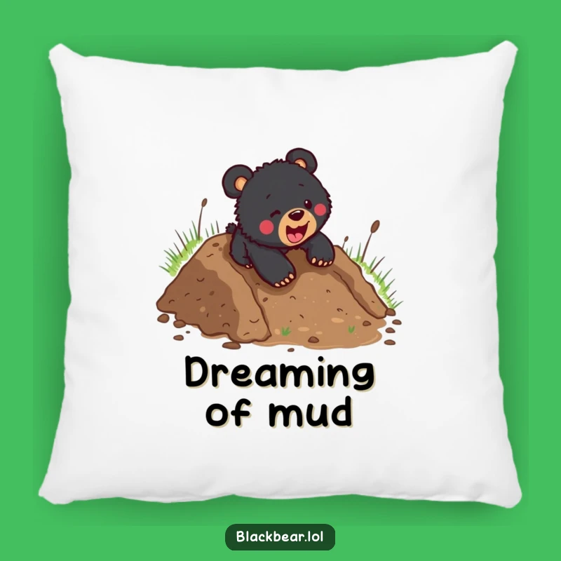 Funny Black Bear Cub Mudslide Pillow - Soft & Hilarious Comfort Gift
